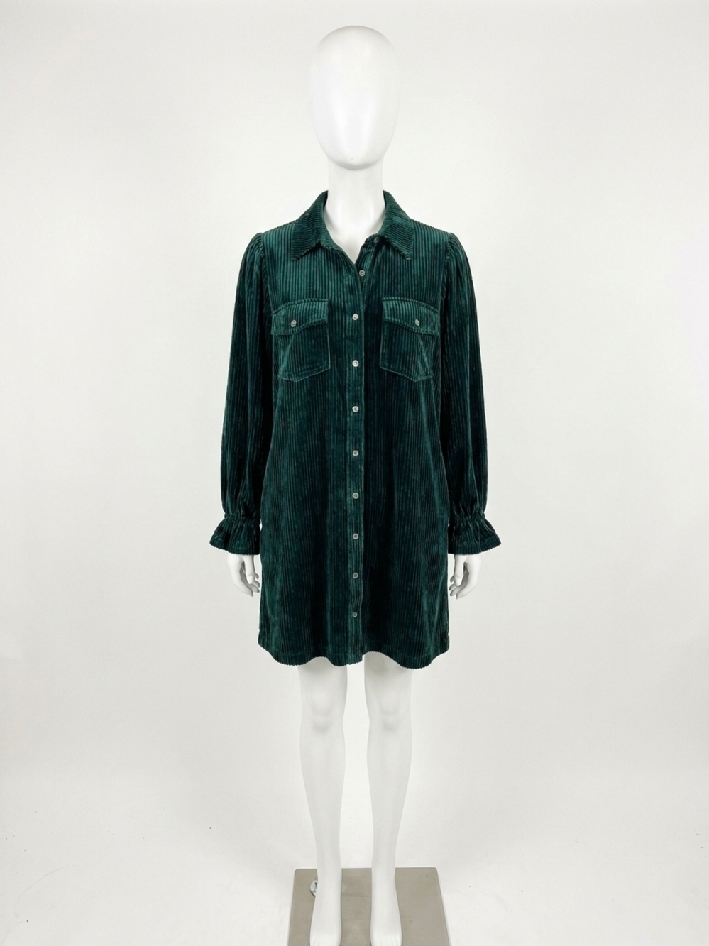 NEW JODIFL women's corduroy velvet shirt dress in emerald